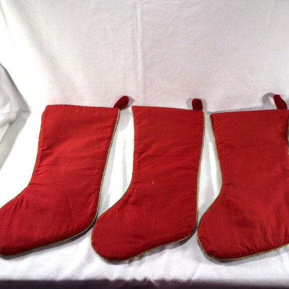 Set Of 3 Knitted Christmas Stockings Embroidered Snowmen and Accents - Picture 6 of 7